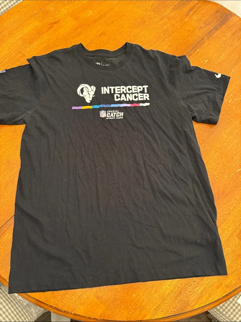 Nike Black “Intercept Cancer” Graphic Tee with Multicolor Accent xl